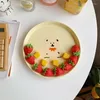 접시 한국 귀여운 어린이 디너 접시 일본 만화 곰 과일 디저트 식탁 세기 아이 그릇 8 인치 ins
