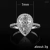 Wedding Rings Luxury Fine Beauty Ring For Women Jewelry Silver Color Full Rhinestone Zircon Large Drop-Shaped Engagement Gift