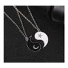 Pendentif Colliers 2PC Pairé Mode Taichi Yinyang Correspondant Couple Amoureux Collier Soleil Étoile Lune Ami Bff Amitié Cou Goutte De Dhyok