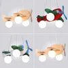 Kronleuchter Nordic Holz Kronleuchter Farbe Kunst Flugzeug Lampe Für Wohnzimmer Kinder Junge Schlafzimmer Kindergarten Home Interior Kinder