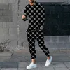 Herrspårar manliga spårdräkt sportwaer jogger outfit kostym mode män kläder märke 3d tryck set mäns långa ärmar t-shirt byxor