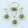 Boucles d'oreilles de collier Set Green Bridal Jewelry Champagne Gold Couleur pour les femmes avec des anneaux Pendants mariage