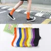 Women Socks Breathable Sports Ladies Solid Color Student Comfortable Skateboard Christmas Gifts Pure Cotton Black White