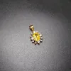 Ciondolo donna stile europeo e americano cristallo giallo geometrico zircone intarsiato placcato oro 18 carati ciondolo fiore ragazze dolce ciondolo regalo gioielli festa di nozze