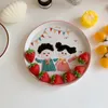 접시 한국 귀여운 어린이 디너 접시 일본 만화 곰 과일 디저트 식탁 세기 아이 그릇 8 인치 ins