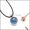 Pendant Necklaces Handmade Dried Flower Glass Necklace Colorf Ball Leather Rope Fashion Jewelry For Women Girls Gift Drop Delivery Pe Dh6Nf