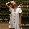 Party Dresses 2023 Women's Sexy V Neck Ruffles Mini Short Dress Solid Color Single-breasted Ladies Vacation Beach Style
