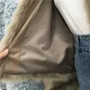 Femmes Fourrure Faux Hiver Coréen Femmes PU Cuir Patchwork Doux Manteau Col V À Manches Longues Veste Courte Beige Kaki Chaud En Peluche OutwearFemmes