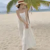 Lässige Kleider m Girls Sommer elegant losen langen Sonnenbräune Damen sexy trägerlose ärmellose Urlaub Kleidung Retro Robe Beach