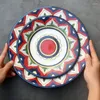 Plates Creative Hand Painting Color Plate Household Ceramic Dish Art Deco Steak Large Western Dinner