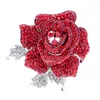 Broches Crystals Rhinestone Rose Broche Bladeren Bloempit Hoed Pins Women Sieraden Accessoires Bridal Wedding FB1077