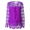 Women's Blouses Est Women'S Round Neck Solid Color Casual Loose Comfortable Sexy Shirt With Lace