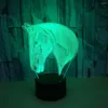 Tafellampen paardenhead 3d night kleurrijke aanraking usb aangedreven led visuele bureaulamp cadeau sfeer klein