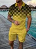 Herrspårar Summer European och American Short Sleeved Shorts Two-Piece Sports Leisure Suit Men Clothesmen's