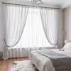 Curtain SUCSES 2 Panels Crochet Window Curtains Cotton Linen Hollow Country Knitting For Living Room Rod Pocket