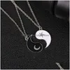 Pendentif Colliers 2PC Pairé Mode Taichi Yinyang Correspondant Couple Amoureux Collier Soleil Étoile Lune Ami Bff Amitié Cou Goutte De Dhyok