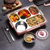 Servis uppsättningar rostfritt stål bento box japansk lunch för barn med fack Tabellförvaringsbehållare