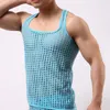 Men039s Tank Tops Seksowne męskie Siatka Seethrough koszule Krótki rękaw nocny klub nocny Sheer Costume Fish Tshirt Undershirt Dropmen01090387