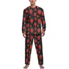 Men's Sleepwear Bright Fruit Doodle Pajamas Winter 2 Pieces Rainbow Print Kawaii Set Man Long Sleeves Casual Pattern Nightwear