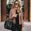 Kvinnors Läder Höst Dam PU-jacka Kvinnor Smal Casual Mjuk Moto Biker Faux Femme Coat Kvalitet Basic Streetwear