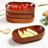 Tallrikar japansk båtformad träskål för hemmet frukt snacks dessert sallad kreativ bordsartiklar gjord av hel trä