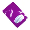 収納バッグ1000pcs紫色の滑らかなスタンドアップアルミホイルジッパーリサイクルパックポーチセルフシーリングクリアウィンドウキャンディナッツバッグ