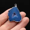 Pendant Necklaces Natural Druzys Stone Charms Plating Silver Agates For Making DIY Jewerly Necklace 25x30-35x40mmPendant