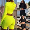 Survêtements pour femmes Ensemble deux pièces Sweat à capuche de sport Sweat-shirt à manches longues Crop Tops et pantalons Survêtement Sweat Suit Summer CasualWomen's