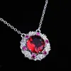 Pendant Necklaces Classic Round Necklace Full Inlay Cubic Zircon Elegant 925 Silver Jewelry For Women Wedding Valentine's Day GiftPendan