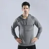 Gym Clothing Men's Top Hooded Sweater Cover High-elastic Quick-drying Fitness Clothes Running Training Long Sleeve Sportswear