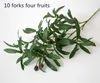 Dekorativa blommor kransar simulering olivgren 10 gafflar blad växt diy hem bröllop fest dekoration