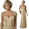 Elegant Chiffon Mother of the Bride Dresses Lace Appliques Beads Formal Evening Gowns Custom Made Plus Size Wedding Guest Dress297D