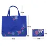 Sacos de armazenamento compras dobráveis ​​impressão de flores ecológicas bolsa de mercearia feminino Oxford Taber Organizer 45x35cm