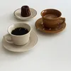 Tasses soucoupes rayé rétro céramique tasse à café et soucoupe créatif après-midi thé voyage vaisselle turc Tazas De café