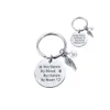 Charms Sister Stainless Steel Keychain Wings Heart Round Shape Pendant Engrave Words Not Sisters By Blood But Key Ring For Drop Deli Dh4Zc