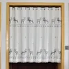 Curtain Short Cotton Cabinet Lace Embroidery Hem Christmas Snowflakes Elk Cupboard For Kitchen Door