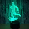 Table Lamps Remote Control 3D Lamp Creative Football Colorful Led Night Desk 7 Color Change Touch