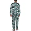 Pijama de leopardo para dormir masculino Pijama de outono azul e preto sono de roupas de noite de duas peças de manga longa de pijama fofos conjuntos de pijama