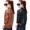 Women's Leather & Faux Jacket Short Coat Women 2023 Spring Autumn Slim Stand-UP Collar Baseball Uniform Plus Velvet Thick PU Outwear FemaleW