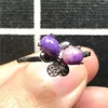 Anelli a grappolo 8x6mm Anello Sugilite viola naturale Gioielli in argento sterling per donna Donna Uomo Perline Fiore di cristallo Pietra regolabile