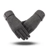 Sports Gloves Winter Women's Three Button Down Cashmere Solid Color Cycling Plus Touch Screen Warm Wholesale