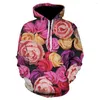 Herrtröjor gröna blad 3d tryckt man kvinnor hoodie harajuku casual män tröja rose blommor pullover roliga stil toppar