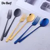 Flatware Sets 2 Pcs/Set Spoon Fork Set Stainless Steel Gold Dinner Rose Long Handle Black Flateware