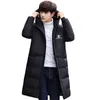 Men's Down 2023 Spring White Duck Jacket Men Hooded Fashion High Quality Long Thicken Warm Coat Loose Dark Grey Overcoat Parkas