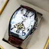 Wristwatches 2023 Men's Mechanical Watch Waterproof Wine Barrel Hollow Belt Men Personality Social Guy Man