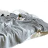 Couvertures Couverture d'été Coton Texturé Tissage Refroidissement pour les sueurs nocturnes tricotées King Size Climatisation Quilt-Gris