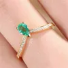 Anneaux de mariage mode deux pièces cristal vert couronne bague de fiançailles ensemble pour les femmes accessoires de bijoux classiques