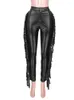 Femmes pantalons mode Faux cuir Pu bureau maigre gland pour femmes hiver Ouffits 2023 taille haute élastique pantalon femme en gros