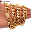 Cadeias de 14 mm de 14 mm de colar de corrente cubana de Miami em aço inoxidável CZOM CZ BLING IBED OUT GOLD HIP HOP FOLTING