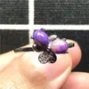 Anelli a grappolo 8x6mm Anello Sugilite viola naturale Gioielli in argento sterling per donna Donna Uomo Perline Fiore di cristallo Pietra regolabile